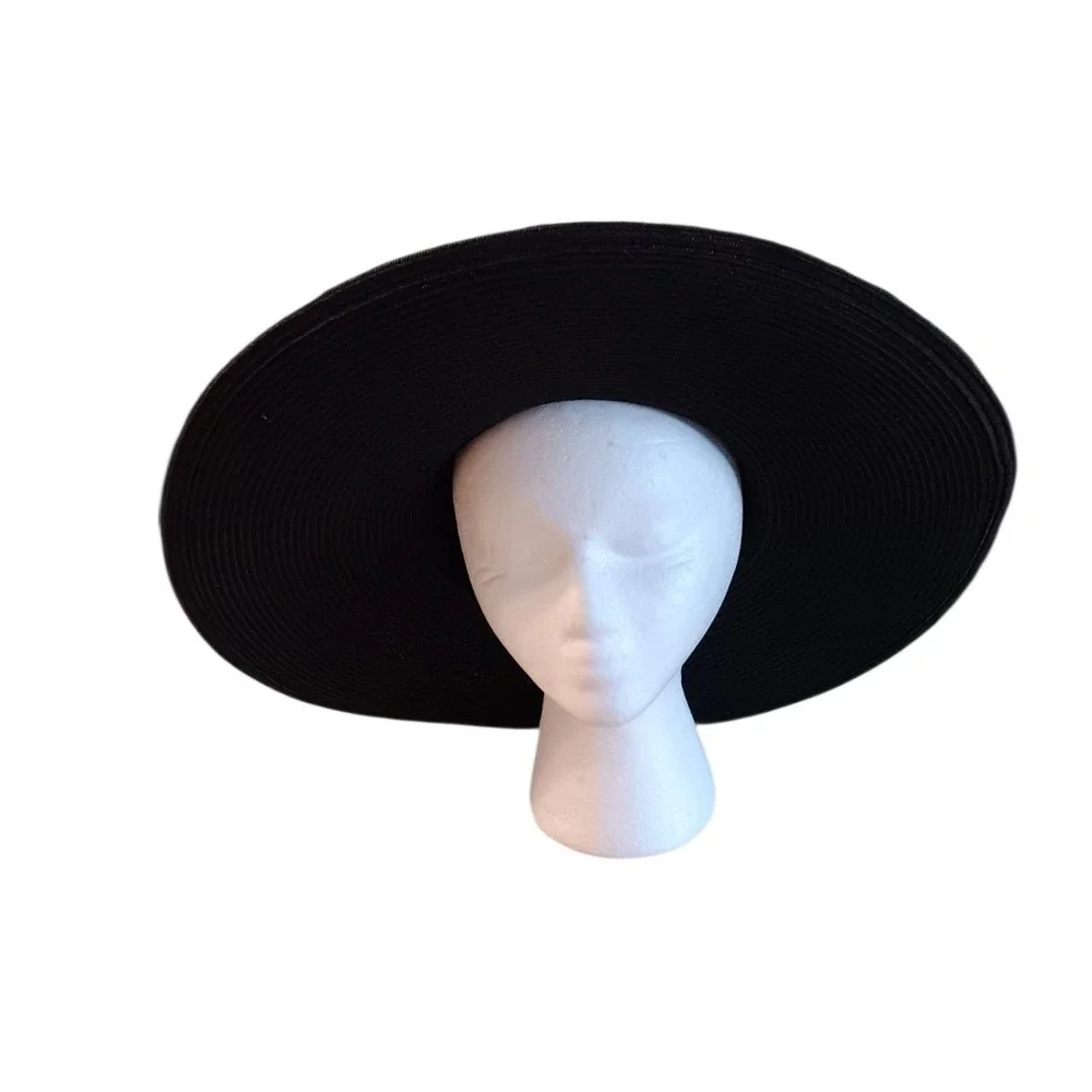 San 'n' Sand Womens Wide Brim Black Straw Sun Hat Summer Beach Floppy Hat